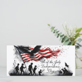 4 juli Patriottische kunst met vlag en soldaten (Staand voorkant)