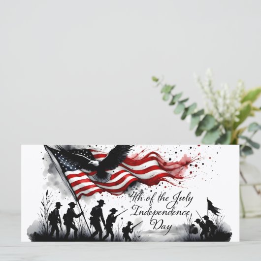 4 juli Patriottische kunst met vlag en soldaten (Staand voorkant)
