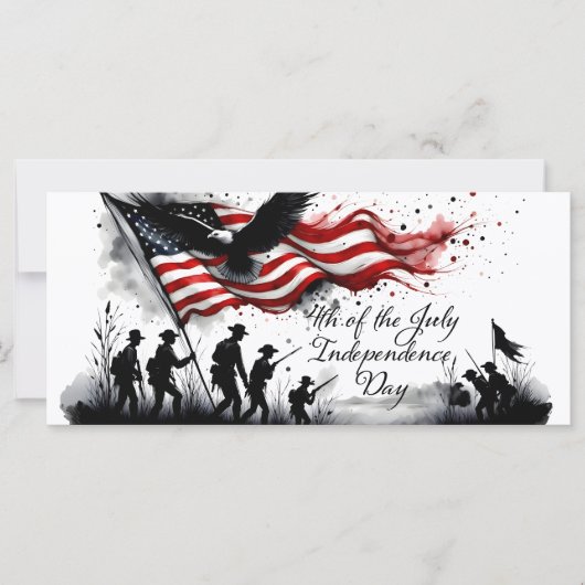 4 juli Patriottische kunst met vlag en soldaten (Voorkant)
