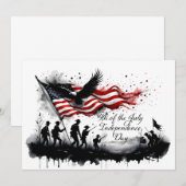 4 juli Patriottische kunst met vlag en soldaten (Voorkant / Achterkant)