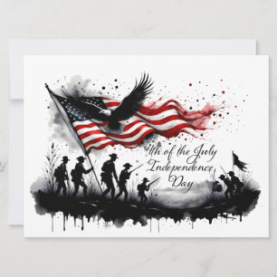 4 juli-patriottische kunst met vlag en soldaten