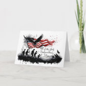 4 juli Patriottische kunst met vlag en soldaten Kaart (Voorkant)