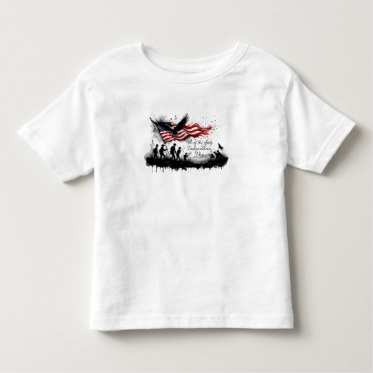 4 juli Patriottische kunst met vlag en soldaten Kinder Shirts (Voorkant)