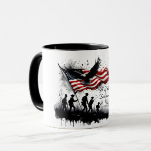 4 juli-patriottische kunst met vlag en soldaten mok
