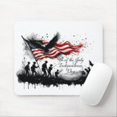 4 juli Patriottische kunst met vlag en soldaten Muismat (Met muis)