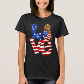4 juli patriottische liefde Goldendoodle Amerikaan T-shirt