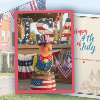 4 juli Patriottische Liefdesvogel Amerikaanse Huis Kaart