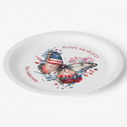 4 juli Patriottische Onafhankelijkheidsdag Familie Papieren Bordje (Gekanteld)