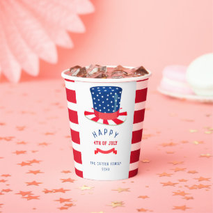 4 juli patriottische oom Sam hoed rood wit blauw Papieren Bekers