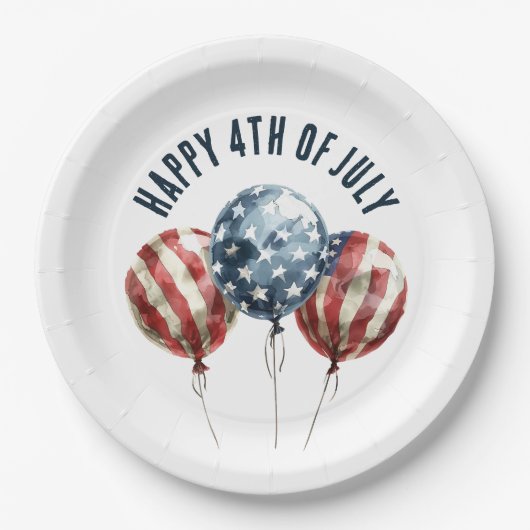 4 juli Patriottische Partij Ballonnen Papieren Bordje (Voorkant)