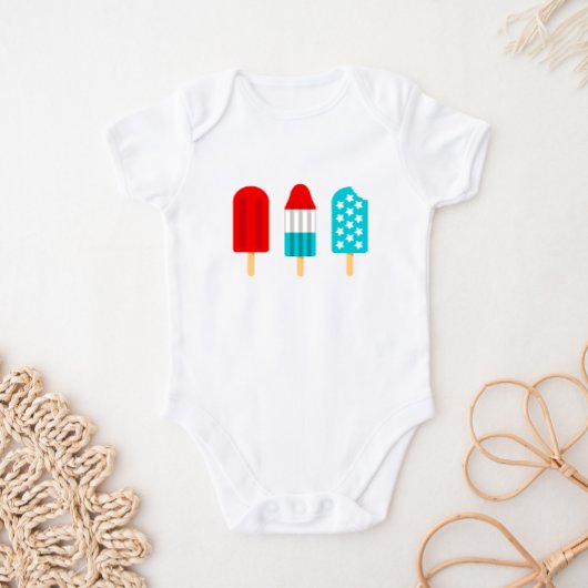 4 juli patriottische popsicles Baby Bodysuit