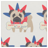 4 juli patriottische pugs stof (Close Up)