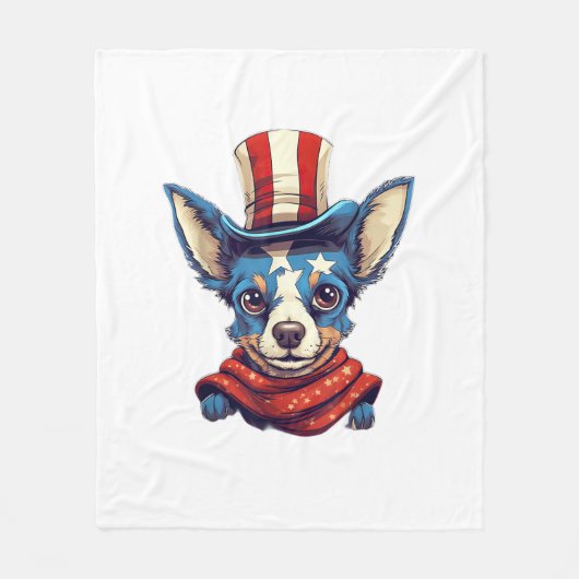 4 juli Patriottische Rat Terrier hond Fleece Deken (Voorkant)