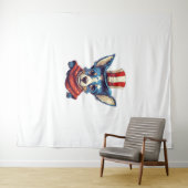 4 juli Patriottische Rat Terrier hond Wandkleed (In Situ (horizontaal))