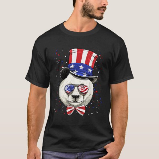 4 juli Patriottische reus Panda Merica Vlag VS T-shirt (Voorkant)