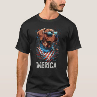 4 juli patriottische Rhodesian Ridgeback hond Meri T-shirt