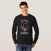 4 juli patriottische Rhodesian Ridgeback hond Meri T-shirt (Voorkant volledig)