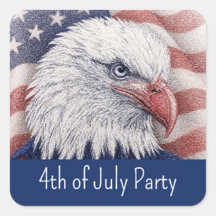 4 juli Patriottische Rode Witte Blauwe Adelaar Fee Vierkante Sticker