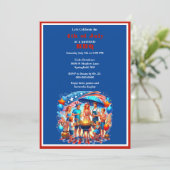 4 juli patriottische rode witte blauwe BBQ Kaart (Staand voorkant)