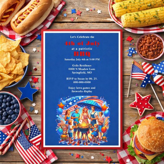 4 juli patriottische rode witte blauwe BBQ Kaart