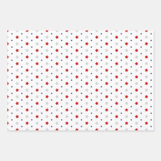 4 juli Patriottische rode witte en blauwe sterren Inpakpapier Vel (Voorkant 2)