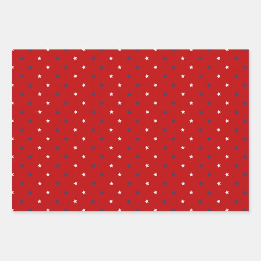 4 juli Patriottische rode witte en blauwe sterren Inpakpapier Vel (Voorkant)