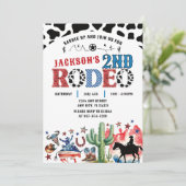 4 juli Patriottische Rodeo Verjaardag Uitnodiging (Staand voorkant)
