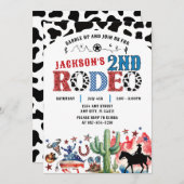 4 juli Patriottische Rodeo Verjaardag Uitnodiging (Voorkant / Achterkant)