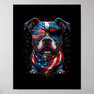 4 juli Patriottische Staffordshire Bull Terrier D Poster