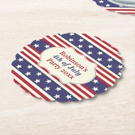 4 juli patriottische sterren en Stripes-partijnaam Kartonnen Onderzetters (Gekanteld)