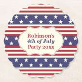 4 juli patriottische sterren en Stripes-partijnaam Kartonnen Onderzetters (Voorkant)