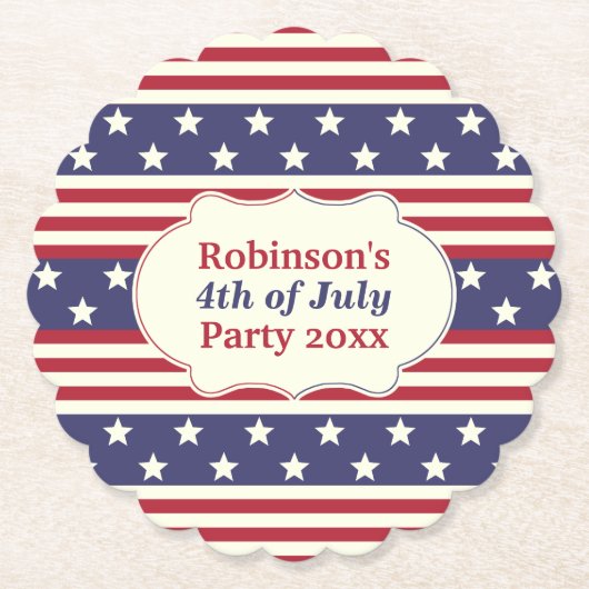 4 juli patriottische sterren en Stripes-partijnaam Kartonnen Onderzetters (Voorkant)