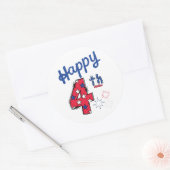 4 juli Patriottische Sterren Ronde Sticker (Envelop)