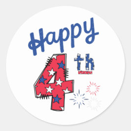 4 juli Patriottische Sterren Ronde Sticker