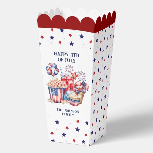 4 juli Patriottische Sterren Snoepjes Popcorn Bedankdoosjes (Achterkant)