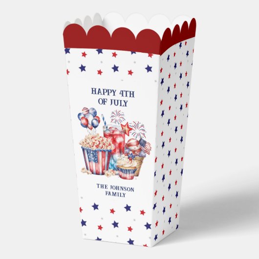 4 juli Patriottische Sterren Snoepjes Popcorn Bedankdoosjes (Voorkant)