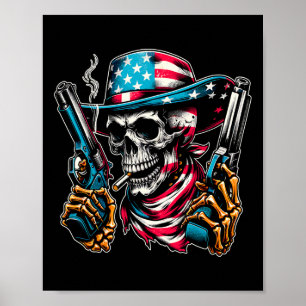 4 juli Patriottische USA skelet schedel US Amerika Poster
