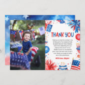 4 juli Patriottische Verjaardag Dank u kaart (Voorkant / Achterkant)