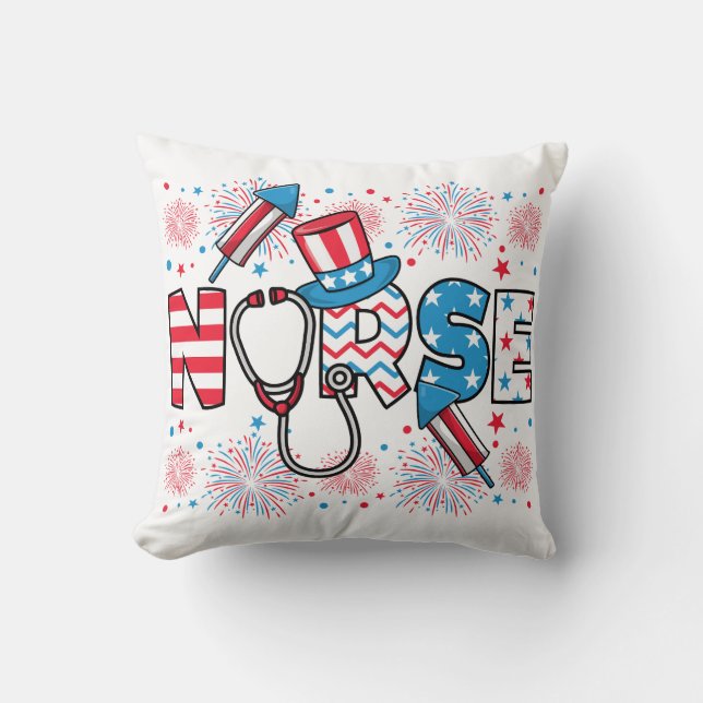 4 juli Patriottische Verpleegster Kussen (Voorkant)