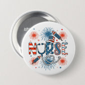 4 juli Patriottische Verpleegster Ronde Button 7,6 Cm (Voorkant /achterkant)