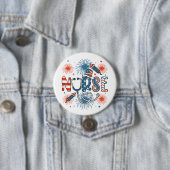 4 juli Patriottische Verpleegster Ronde Button 7,6 Cm (In situ)