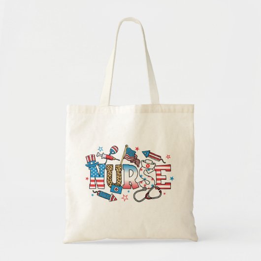4 juli Patriottische Verpleegster Tote Bag (Voorkant)