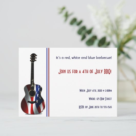4 juli patriottische vlag gitaar kaart (Staand voorkant)