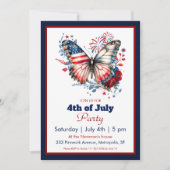 4 juli Patriottische Vlinder & Vuurwerk Feest Kaart (Voorkant)
