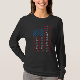 4 juli patriottische voetballer VS vlag retro T-shirt