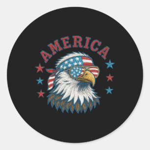 4 juli Patriottische Vrijheid Faux borduurwerk Ame Ronde Sticker