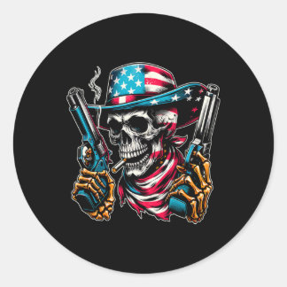 4 juli patriottische VS skelet schedel VS Amerikaa Ronde Sticker