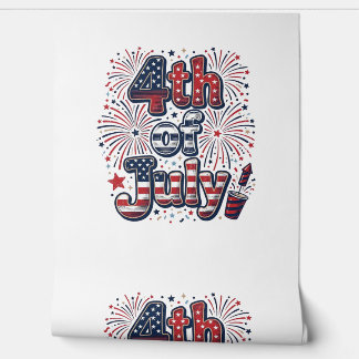 4 juli Patriottische Vuurwerk Vintage T-shirt Desi Behang