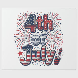 4 juli Patriottische Vuurwerk Vintage T-shirt Desi Cadeaupapier