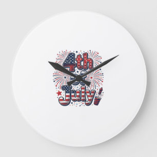 4 juli Patriottische Vuurwerk Vintage T-shirt Desi Grote Klok
